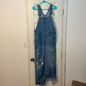Women’s Abercrombie Full-length Light-Wash Overalls
